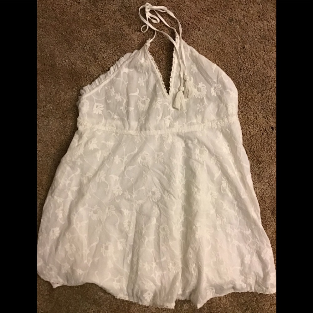 Zara embroidered ecru dress L